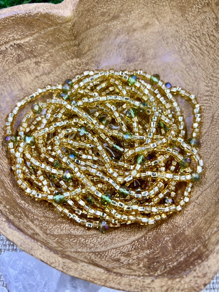 Goldie with Green Crystals
