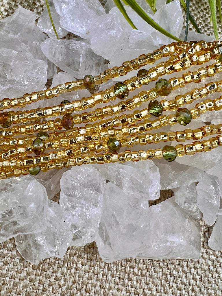 Goldie with Green Crystals