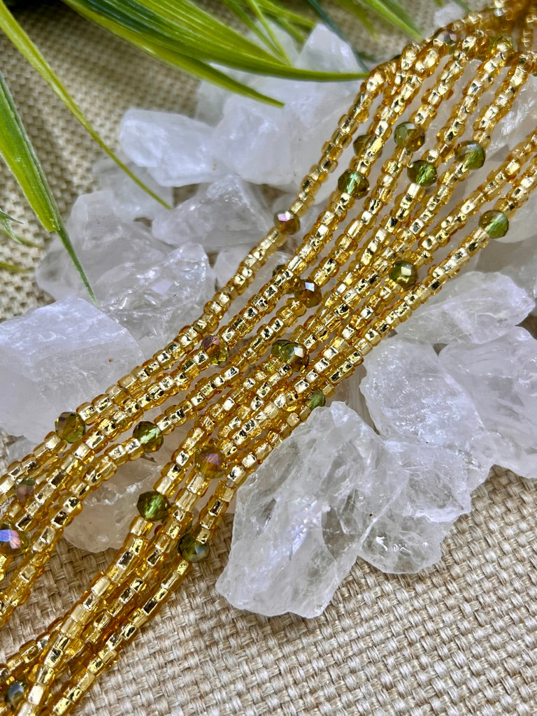 Goldie with Green Crystals