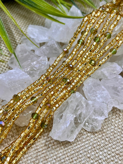 Goldie with Green Crystals